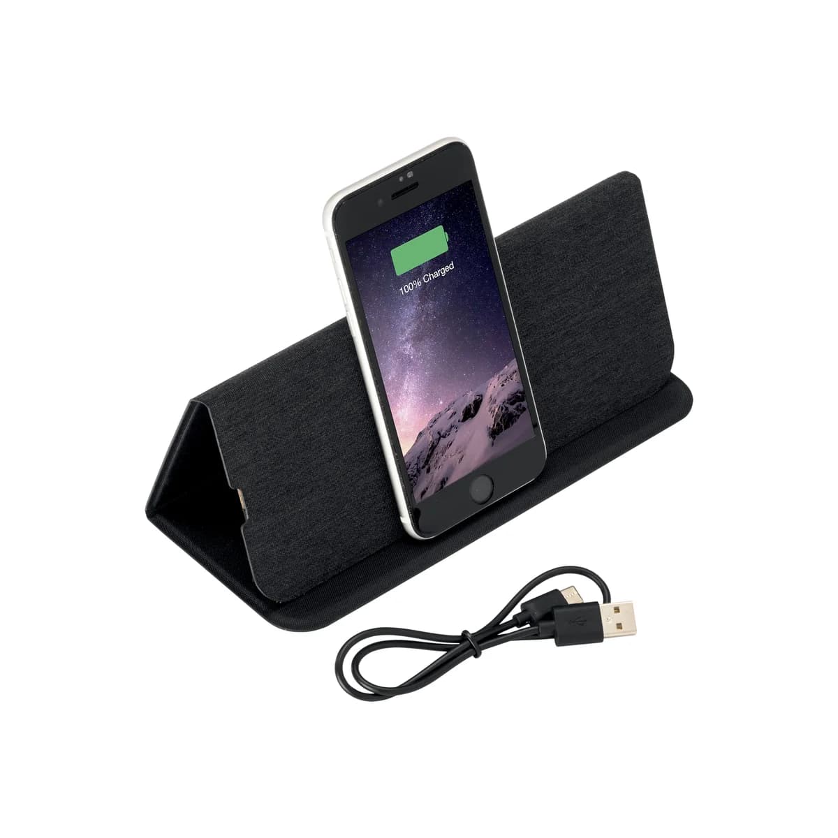 Mousepad and mobile phone holder in R-pet, with integrated wireless charger
